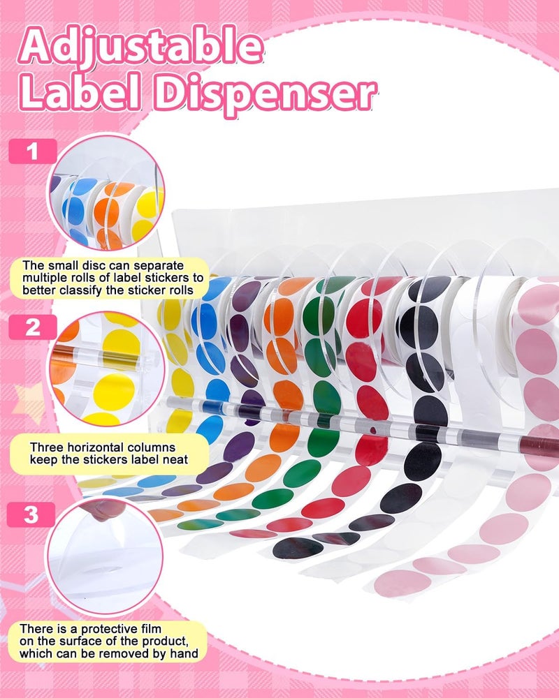 UCEC 9 Disks Sticker Roll Dispenser, Acrylic Label Sticker Holder, Roll Holder Organizer for Small Hand Workers, Offices and Homes - Image 3